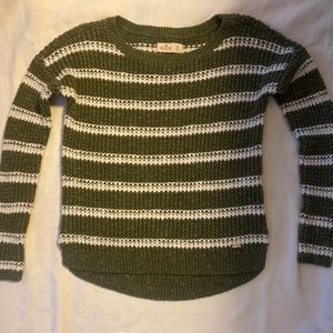 Hollister Sweatshirt Green White Striped XS